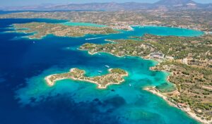 Peloponnese Riviera aerial photo from Porto Heli